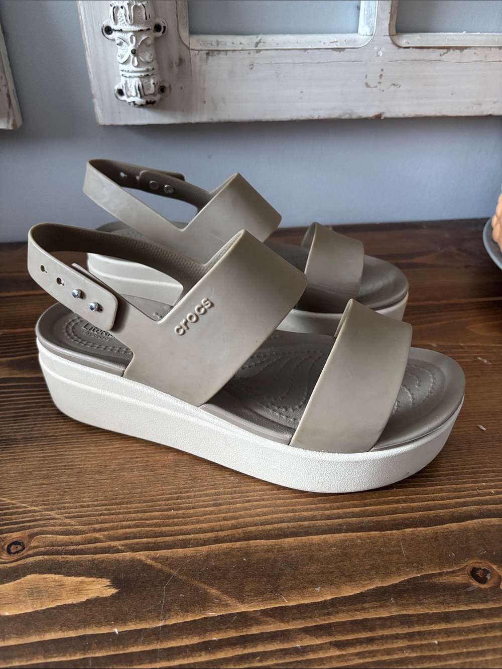 CROCS Women's Beige Platform Sandals